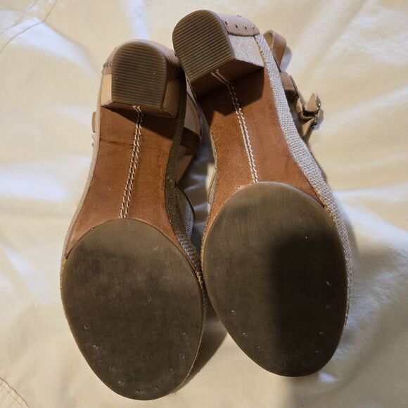 Timberland Marge Heel Peep Toe Shoe Sandal Tan Brown 9 Y2K - Picture 8 of 14